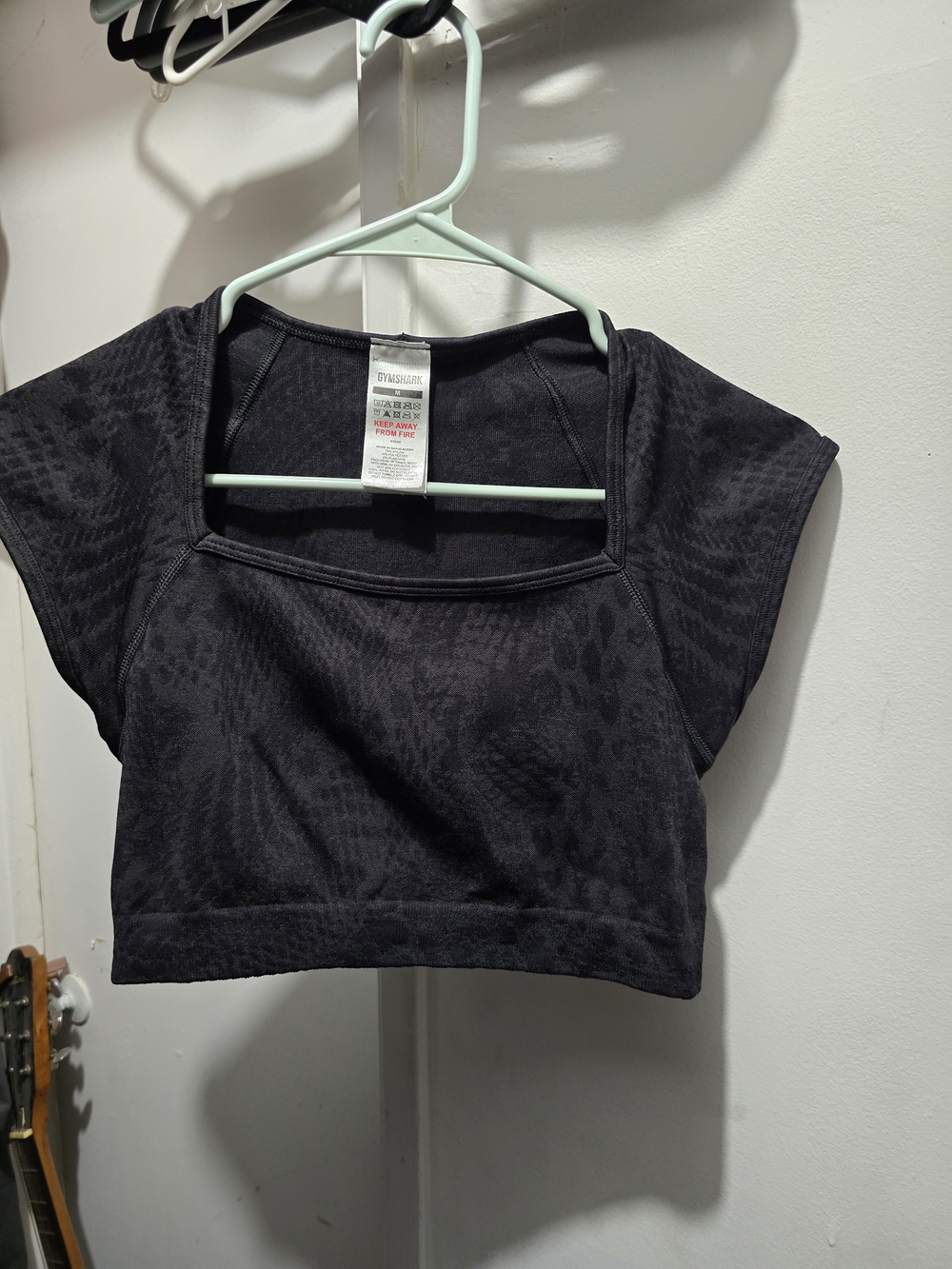 Gymshark Black Textured Square-Neck Crop Top